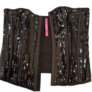 Sequence corset black with front hooks. Size large.